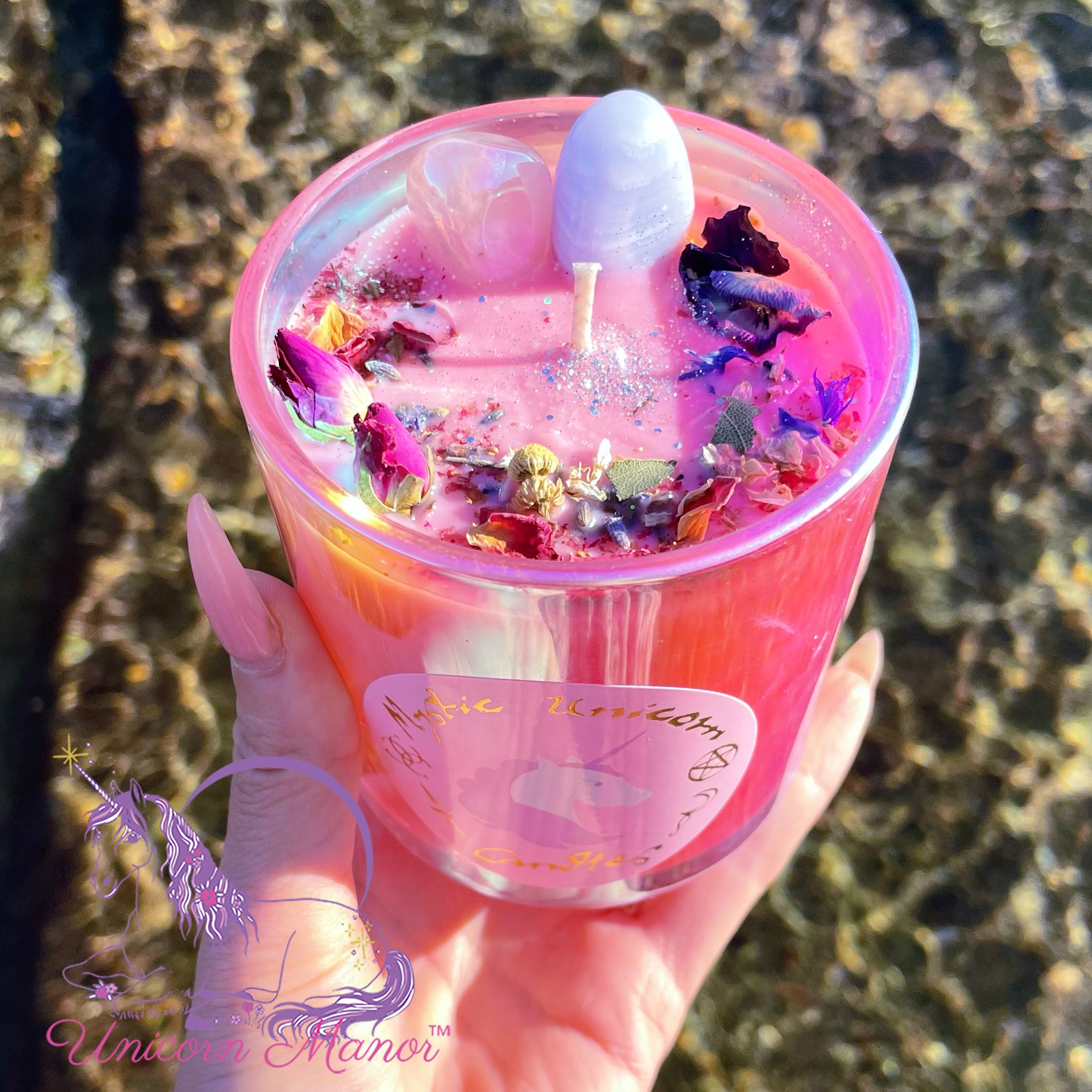 Mystic Unicorn Custom Ritual Crystal Candle