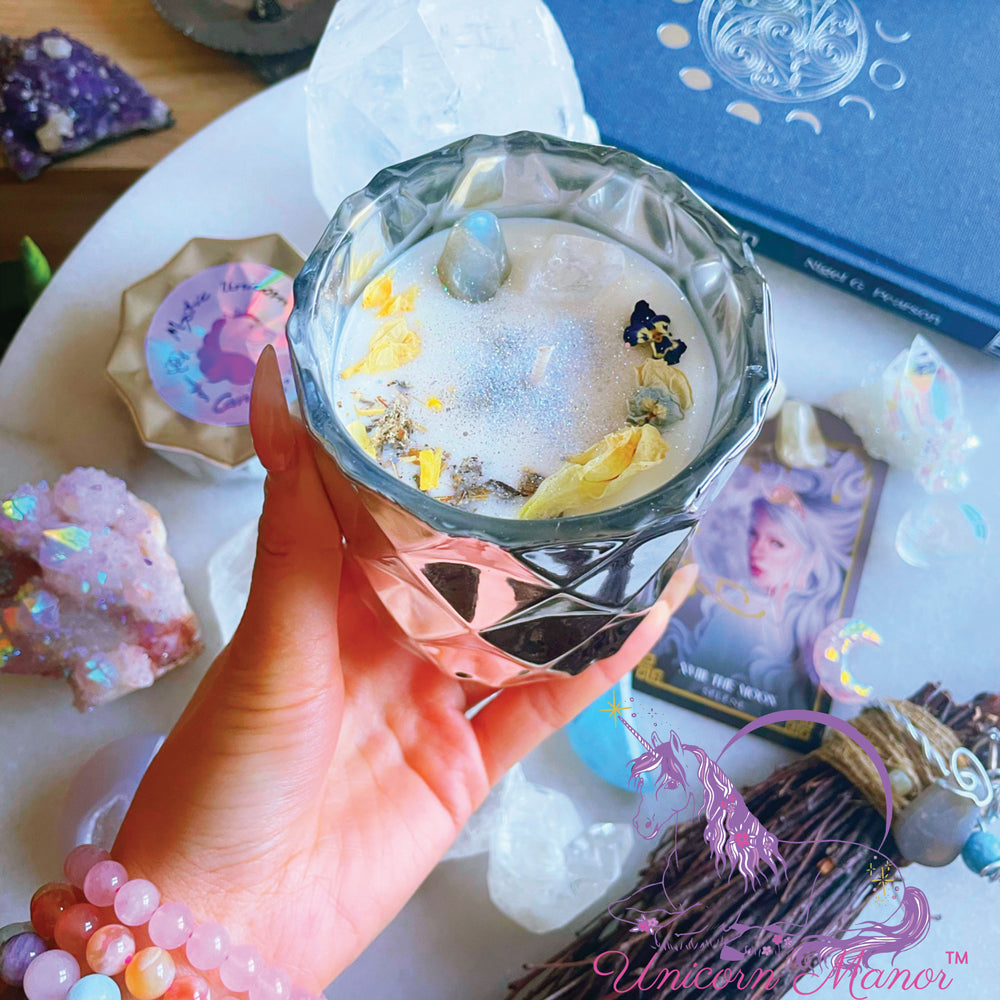Limited Edition Mystic Unicorn The Moon Luxury Crystal Candle