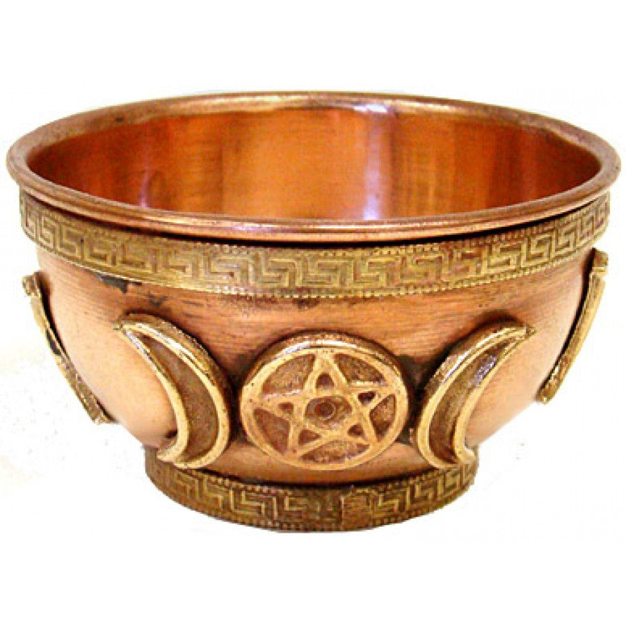 Triple Moon Goddess Copper Bowl