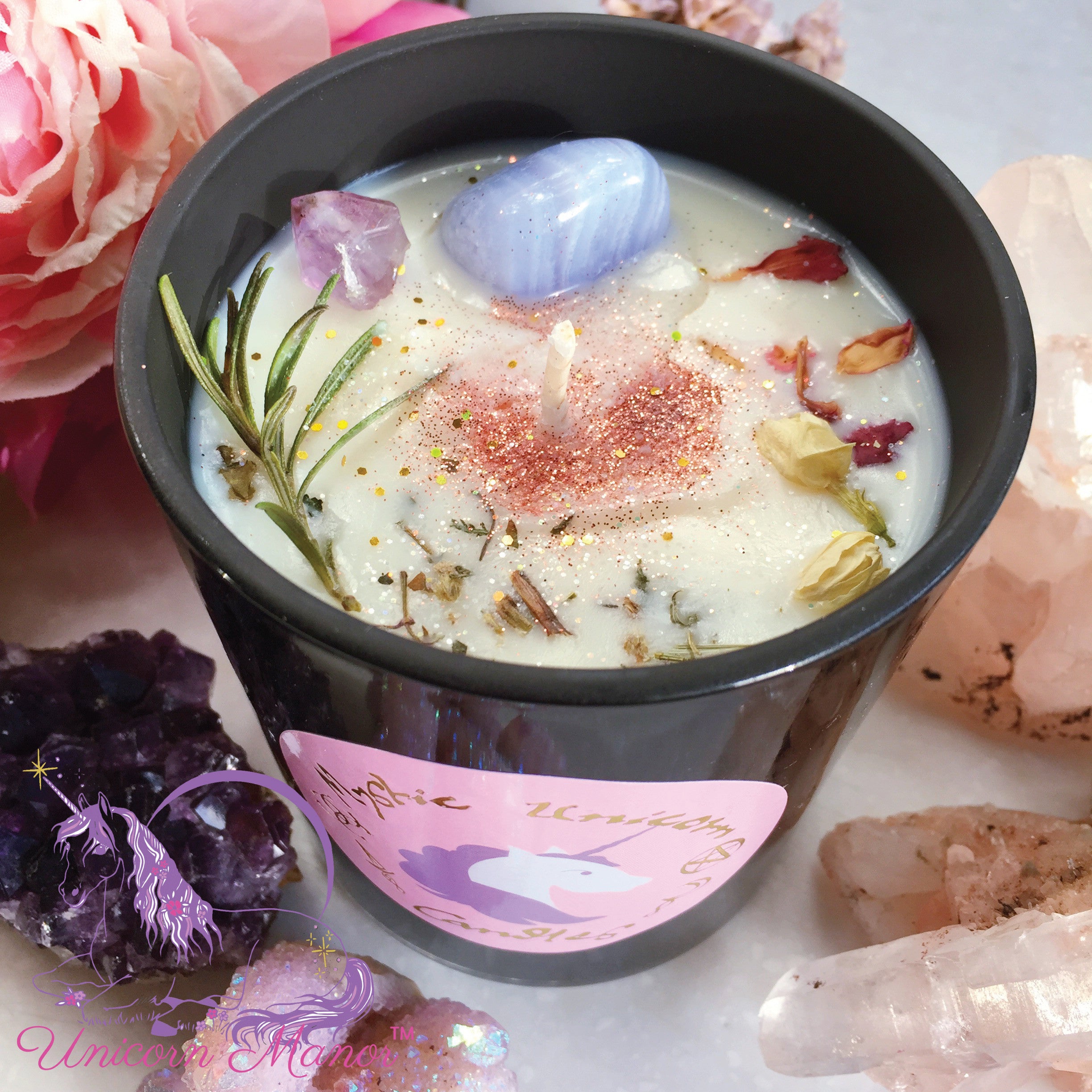 Mystic Unicorn Custom Ritual Crystal Candle