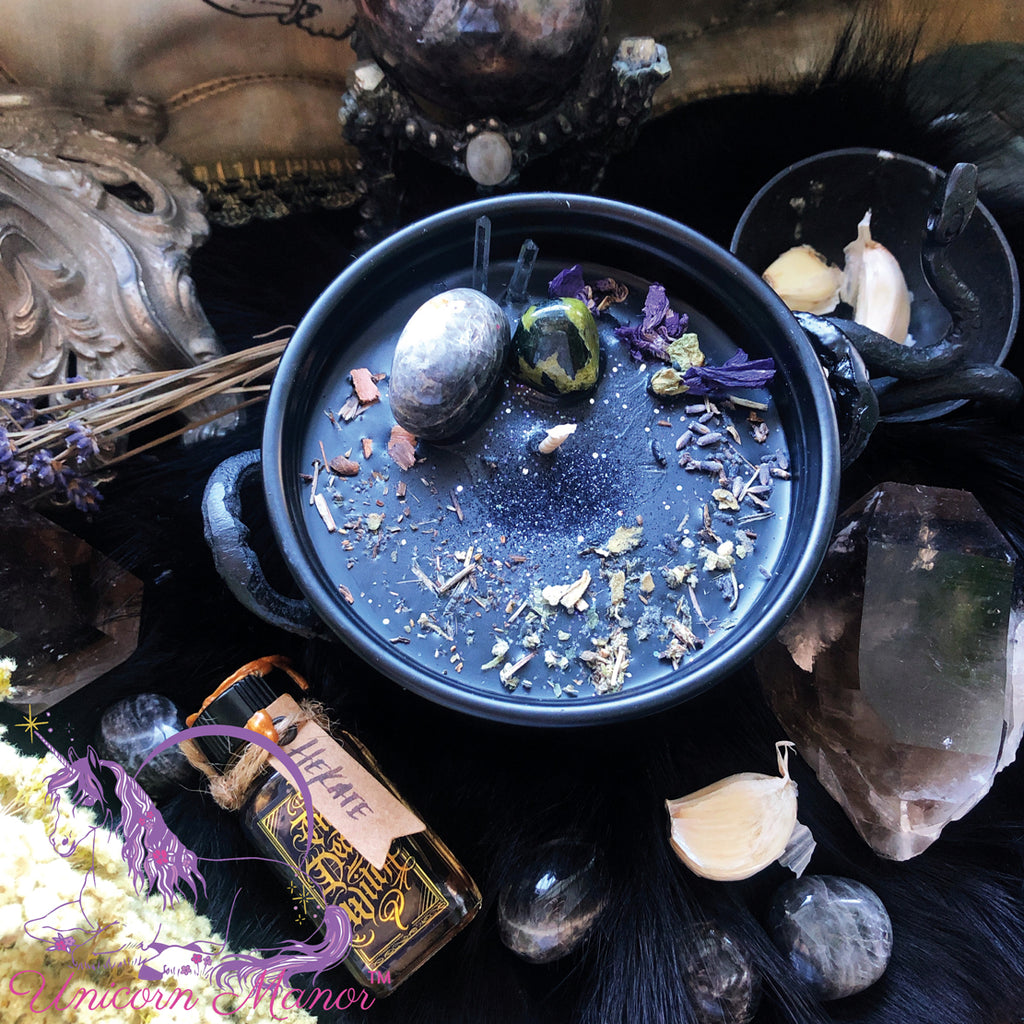Limited Edition Mystic Unicorn Hecate Cauldron Crystal Candle