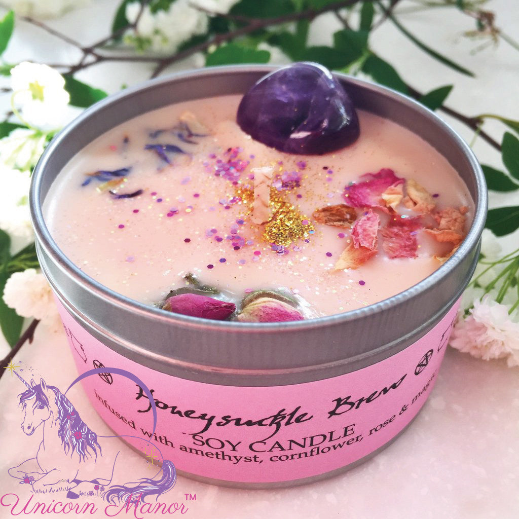 Mystic Unicorn Honeysuckle Brew Crystal Candle