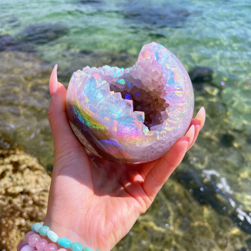 Rainbow Aura Quartz Crystal Spheres