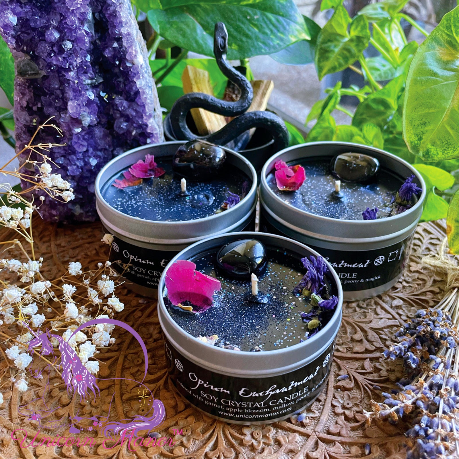 Mystic Unicorn Opium Enchantment Crystal Candle