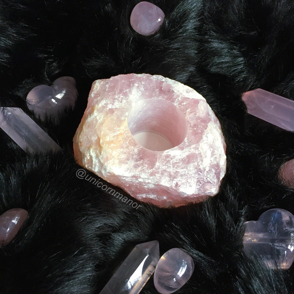 Rose Quartz Crystal Tealight Candle Holder