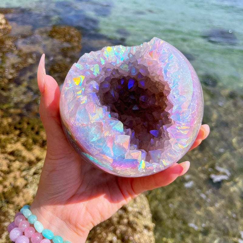 Rainbow Aura Quartz Geode Sphere Crystal Ball XXL #2