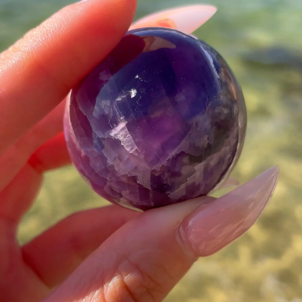 Gem Grade Lepidolite Crystal Sphere #2