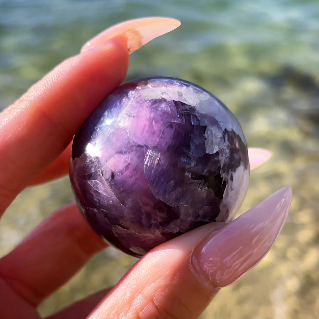 Gem Grade Lepidolite Crystal Sphere #2