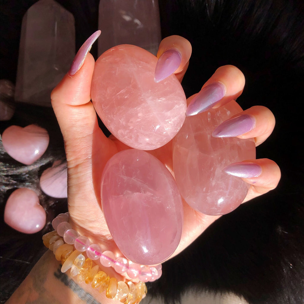 Rose Quartz Palmstone Crystal