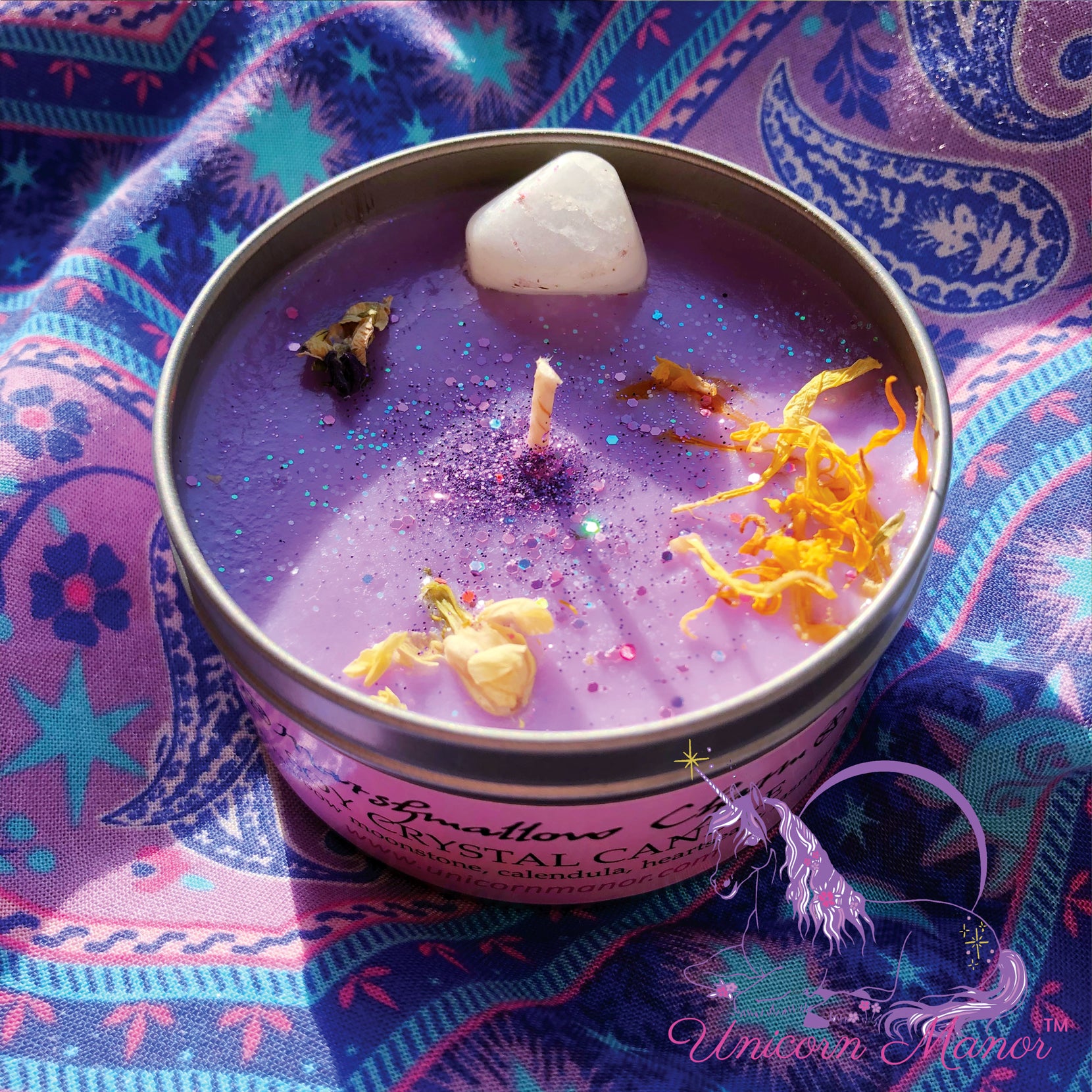 Mystic Unicorn Marshmallow Charm Crystal Candle