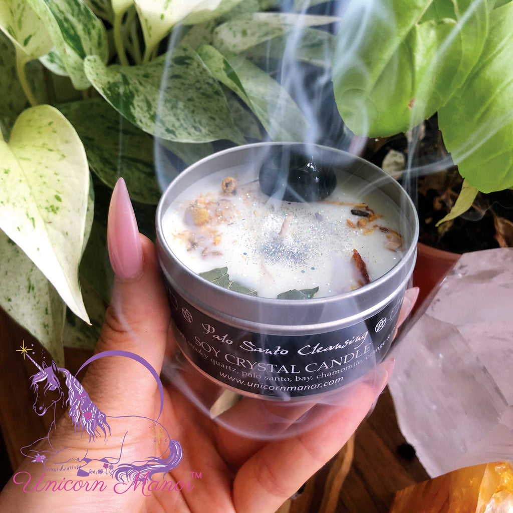 Mystic Unicorn Palo Santo Cleansing Crystal Candle
