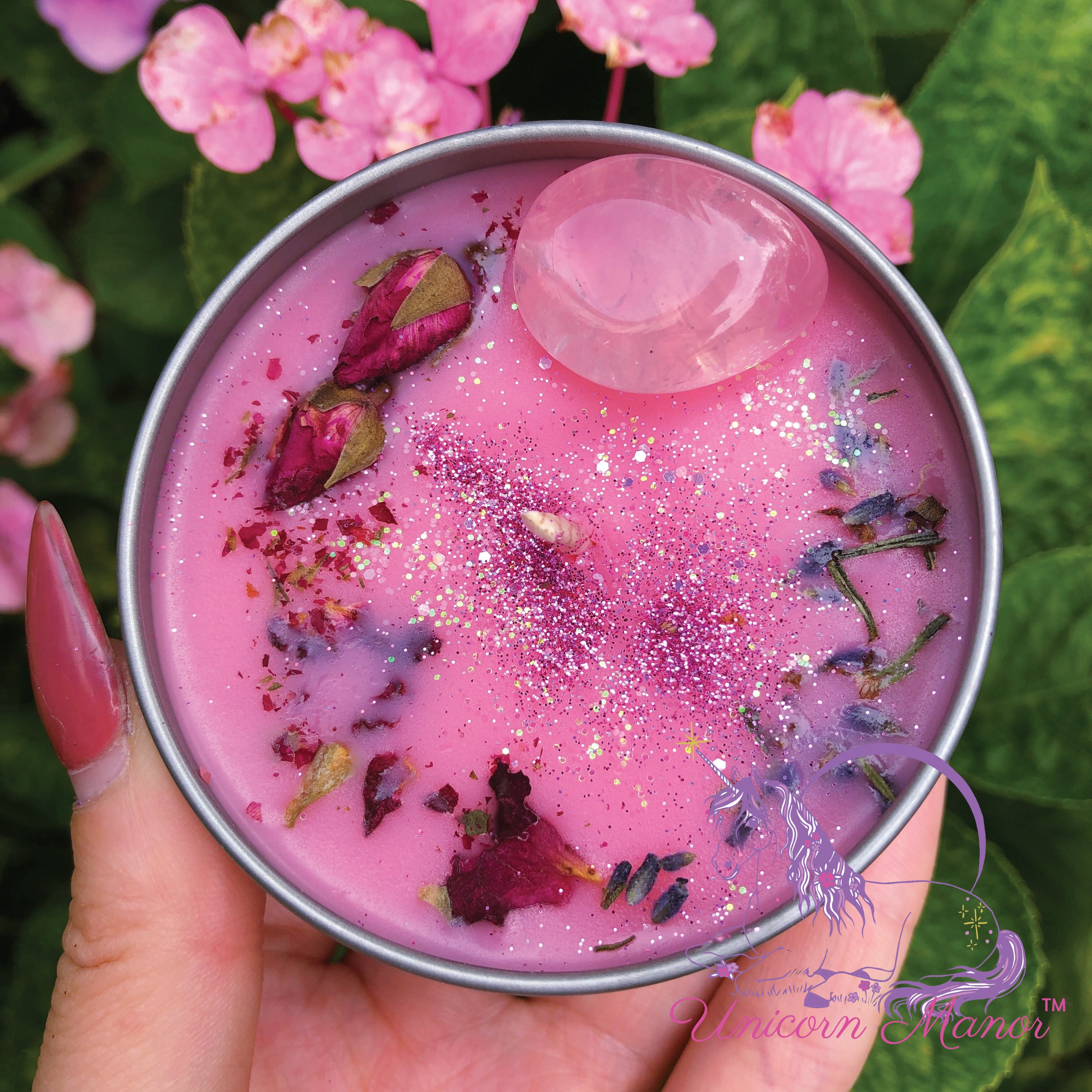 Mystic Unicorn Peony Magick Crystal Candle