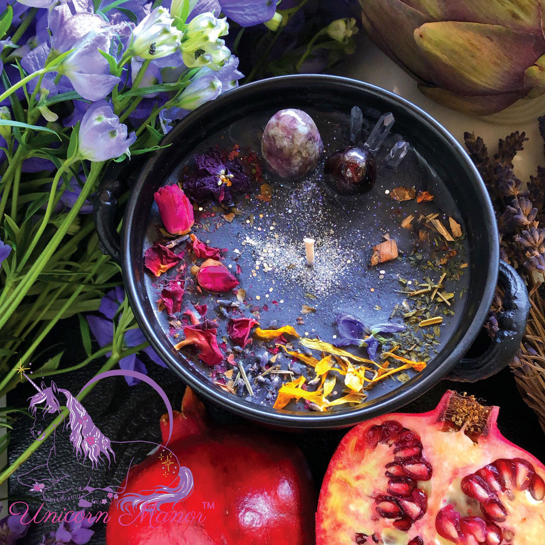 Limited Edition Mystic Unicorn Persephone Cauldron Crystal Candle