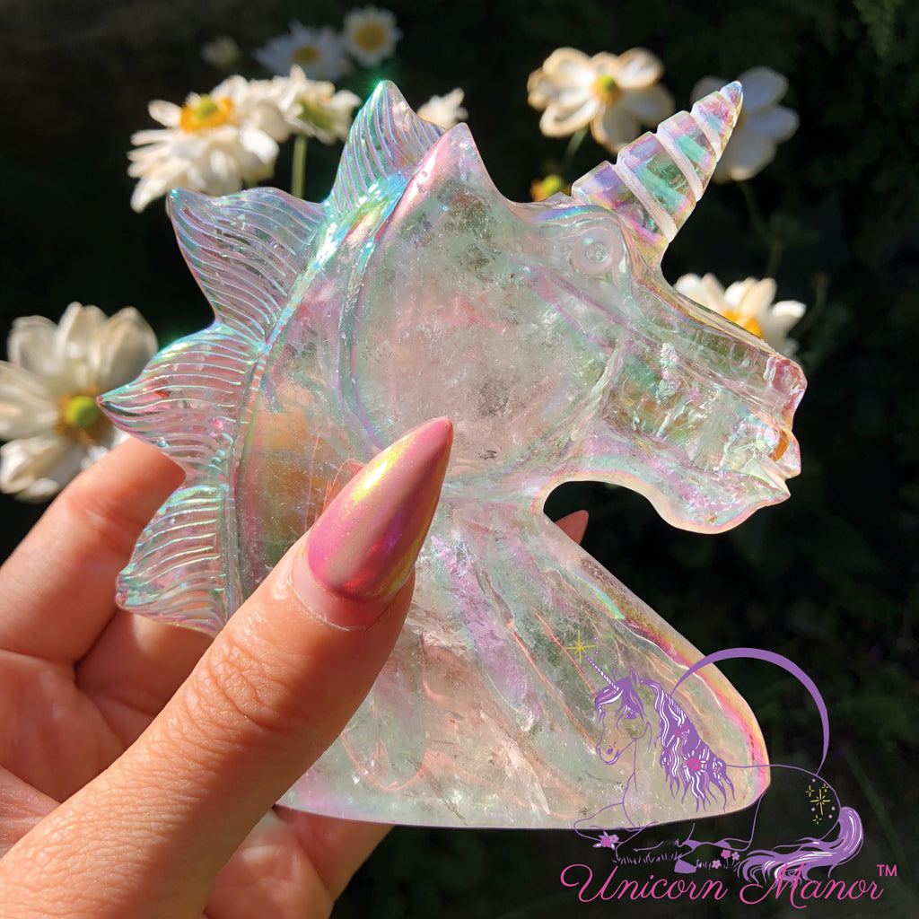 Unicorn Angel Aura Clear Quartz Crystal