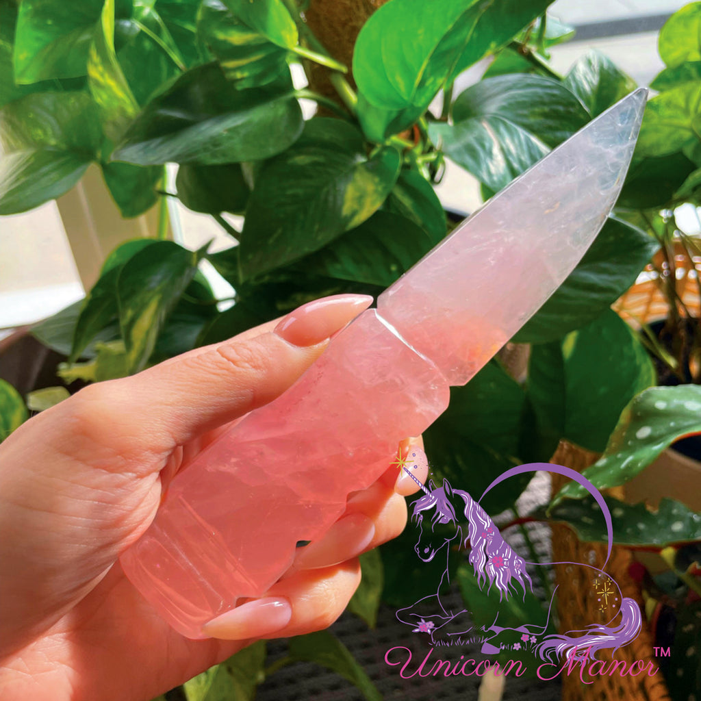 Rose Quartz Crystal Athame Knife #1