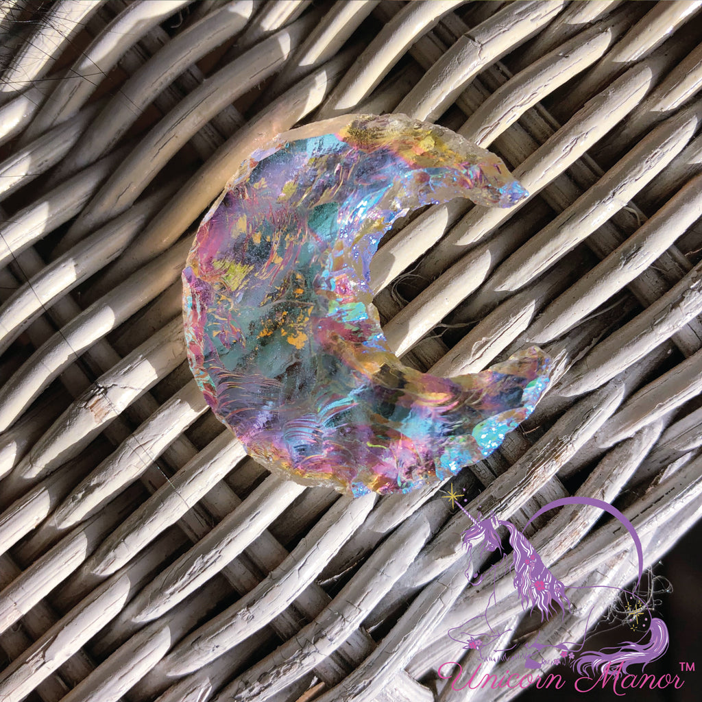 Angel Aura Quartz Crystal Crescent Moon