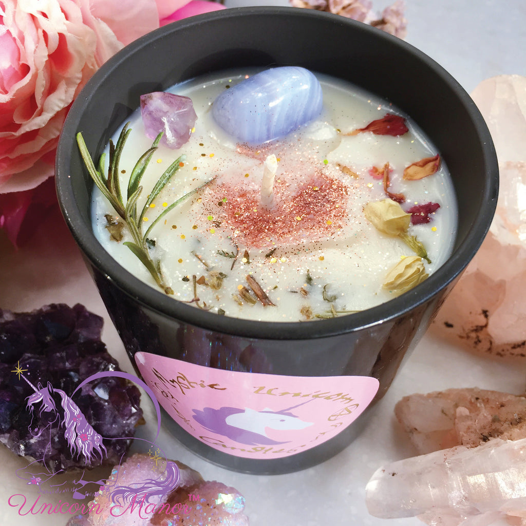 Mystic Unicorn Custom Ritual Crystal Candle | unicornmanor