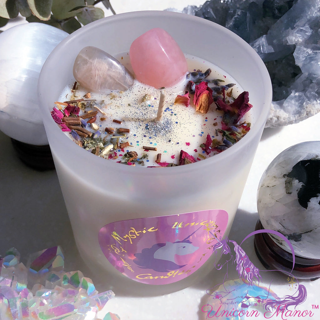 Mystic Unicorn Custom Ritual Crystal Candle