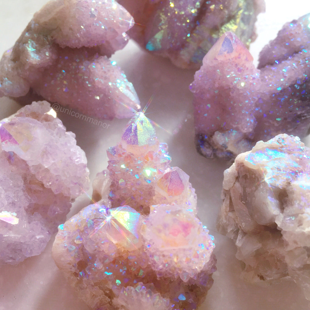 Rainbow Aura Spirit Quartz small clusters