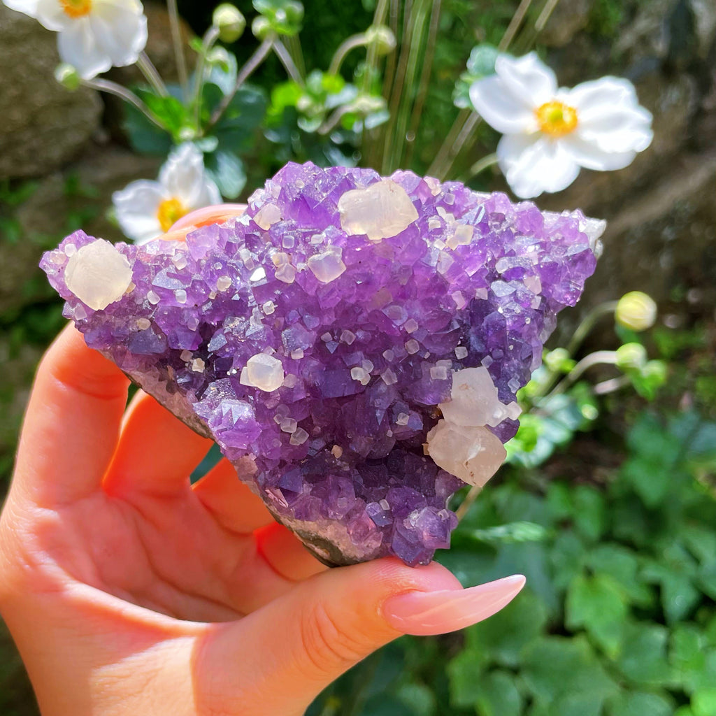 Uruguay Amethyst Dark Purple Calcite Inclusions crystal cluster #1