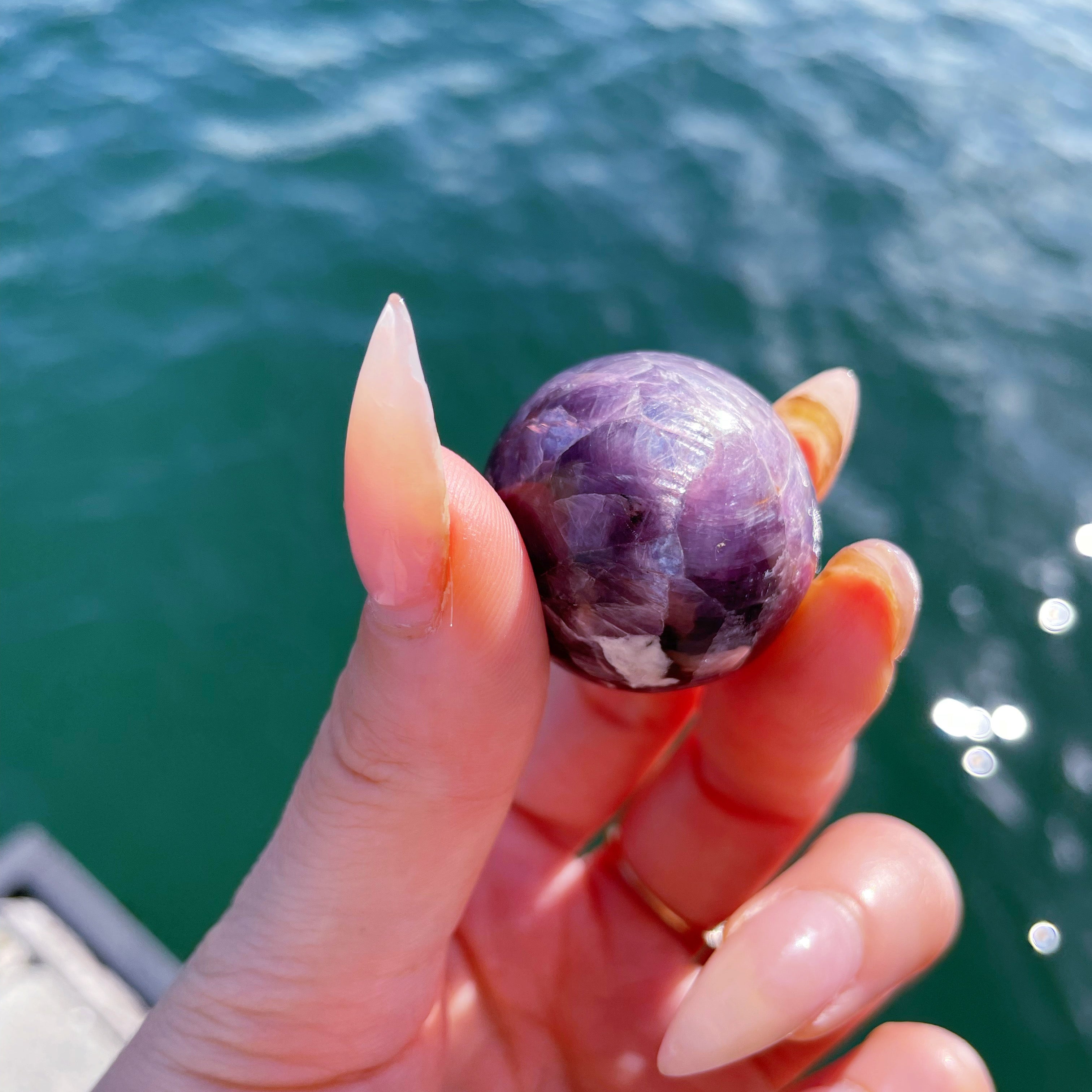 Gem Grade Lepidolite Crystal Sphere #1