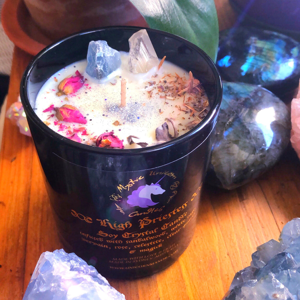 Mystic Unicorn High Priestess Luxury Crystal Candle