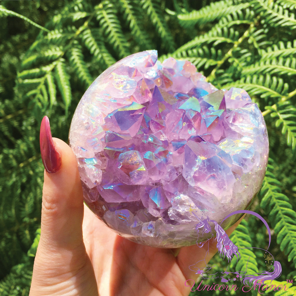 Rainbow Aura Quartz Geode Sphere Crystal Ball XL #2