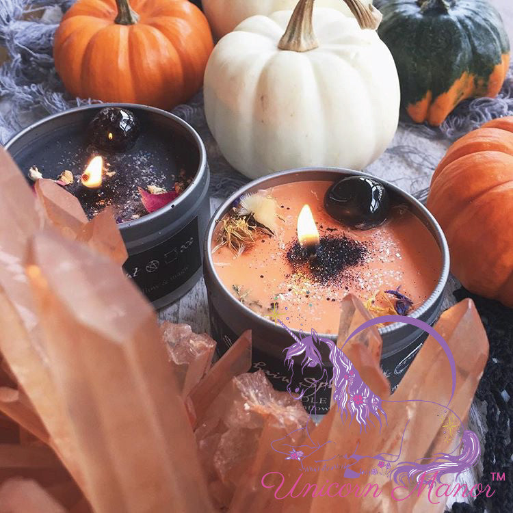 Mystic Unicorn Samhain Spice Pumpkin Crystal Candle *Seasonal*