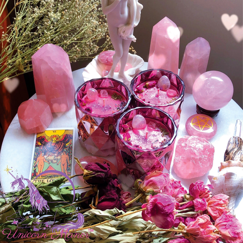 Limited Edition Mystic Unicorn The Lovers Luxury Crystal Candle *Morganite Edition*